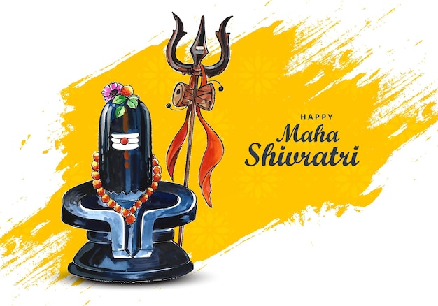 Vector gratuito fondo del festival maha shivratri con diseño de tarjeta shiv ling