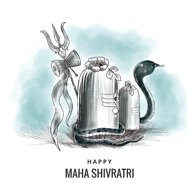 Vector gratuito fondo del festival maha shivratri con diseño de tarjeta shiv ling