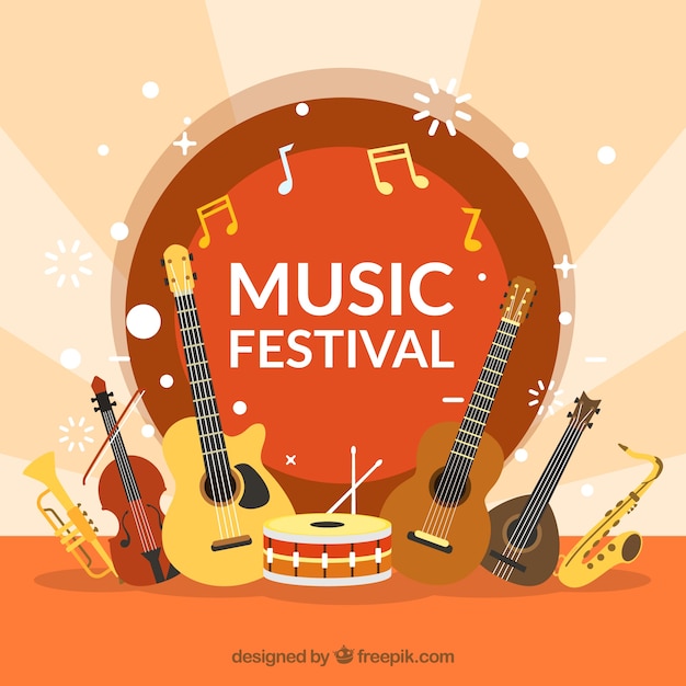 Fondo del festival de música en diseño plano