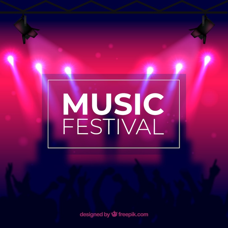 Vector gratuito fondo de festival de música con escenario desenfocado