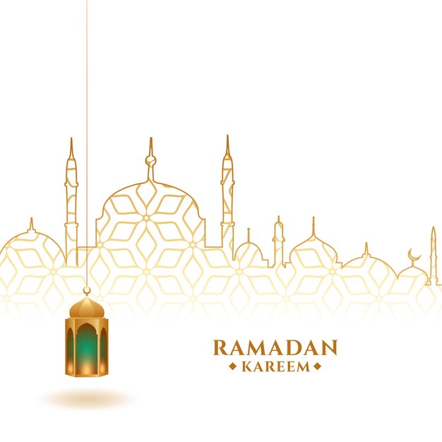Fondo del festival de ramadan kareem con linterna y mezquita