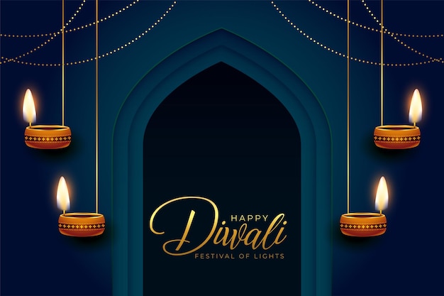 Vector gratuito fondo del festival religioso indio de diwali con diya colgante