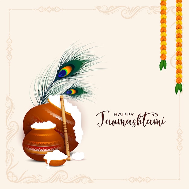 Fondo de festival tradicional indio feliz Krishna janmashtami
