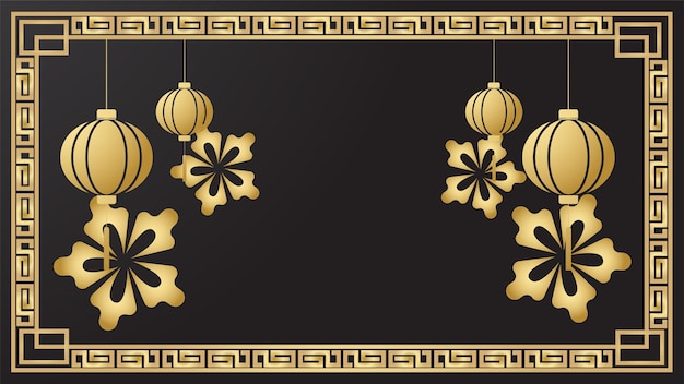 Fondo festivo de diseño chino de oro negro de año nuevo