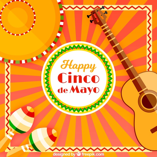 Fondo festivo con elementos tradicionales de cinco de mayo