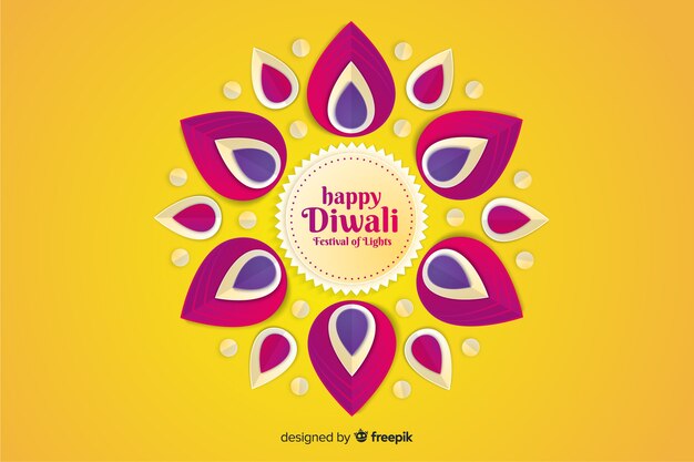 Fondo festivo feliz diwali en papel estilo