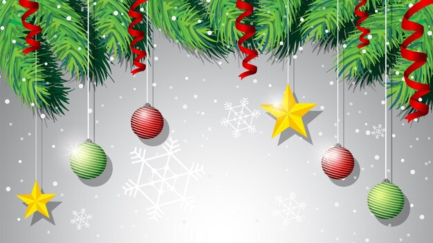 Fondo festivo de Navidad gris con decoración de árbol de Navidad