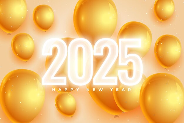fondo de la fiesta del año nuevo de 2025 con decoración de globos