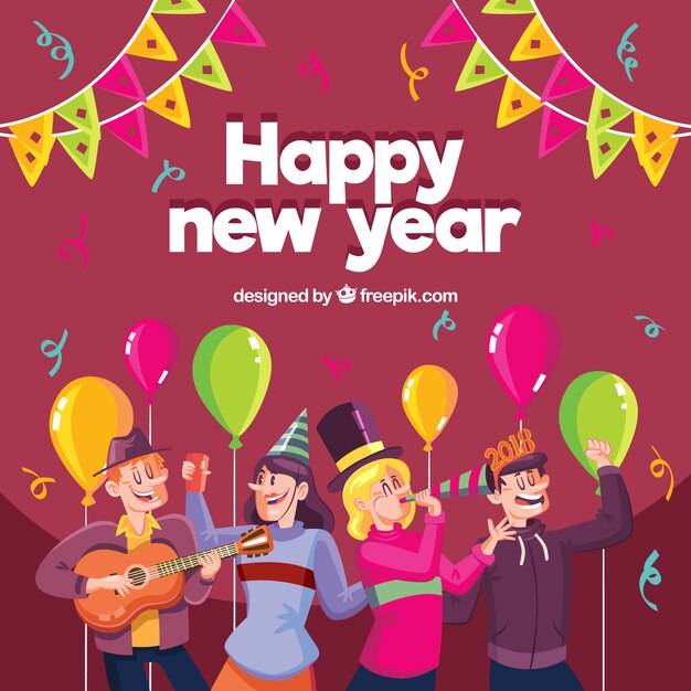 Fondo con una fiesta de año nuevo