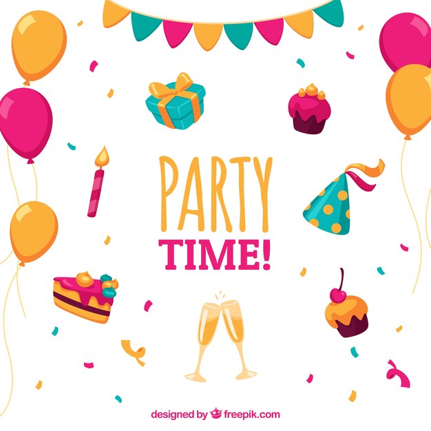 Fondo de fiesta con elementos de cumpleaños 