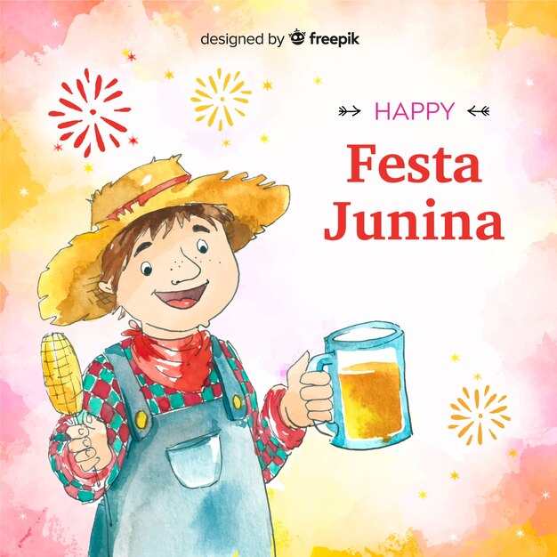 El fondo de la fiesta de Junina en acuarela