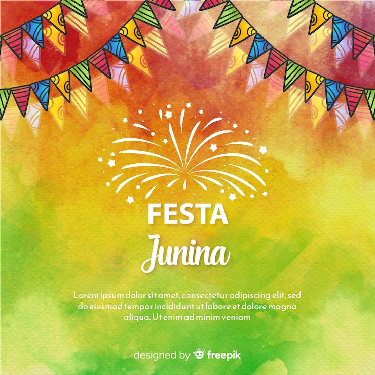 Vector gratuito el fondo de la fiesta de junina en acuarela