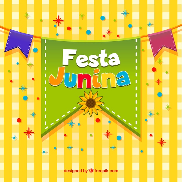 Fondo de fiesta junina con banderines coloridos