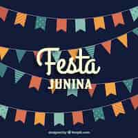 Vector gratuito fondo de fiesta junina con banderines planos