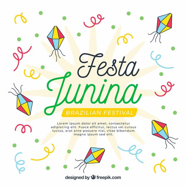 Vector gratuito fondo de fiesta junina con confetti