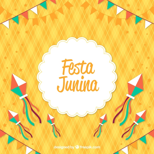 Vector gratuito fondo de fiesta junina con elementos coloridos