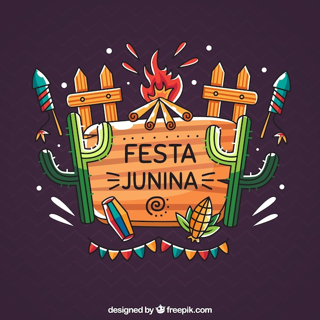 Vector gratuito fondo de fiesta junina con elementos coloridos