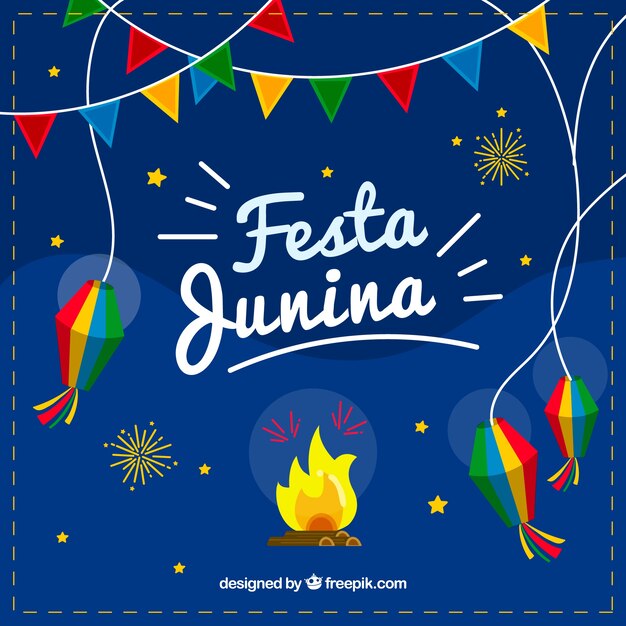 Fondo de fiesta junina con elementos de fiesta