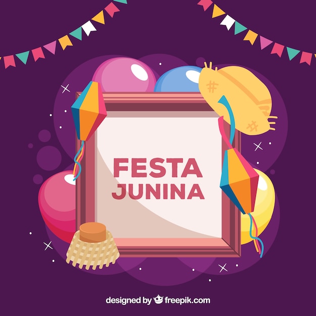Vector gratuito fondo de fiesta junina con elementos planos