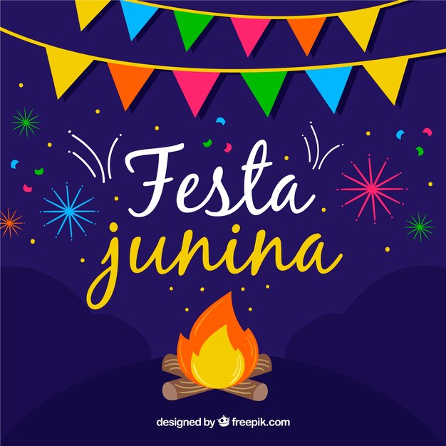 Fondo de fiesta junina con fuegos artificiales