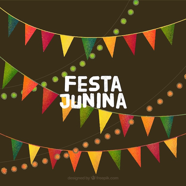 Vector gratuito fondo de fiesta junna de guirnaldas y luces