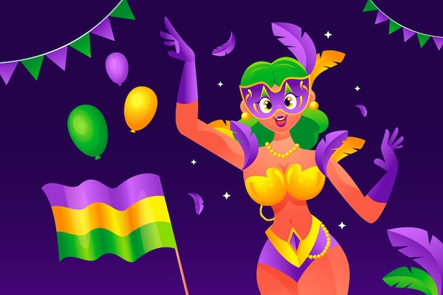 Vector gratuito fondo de fiesta de mardi gras degradado