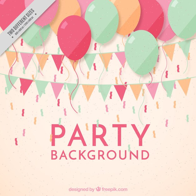 Fondo de fiesta rosa con guirnaldas y globos