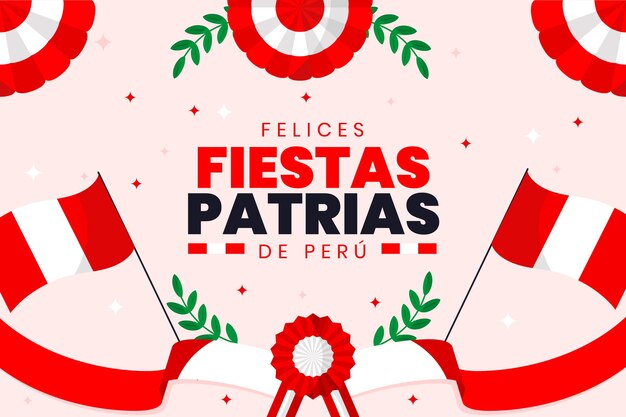 Fondo de fiestas patrias dibujadas a mano con banderas