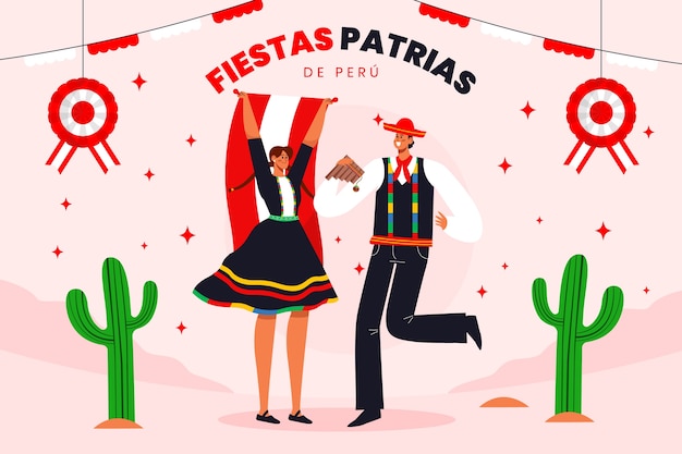 Fondo fiestas patrias dibujado a mano