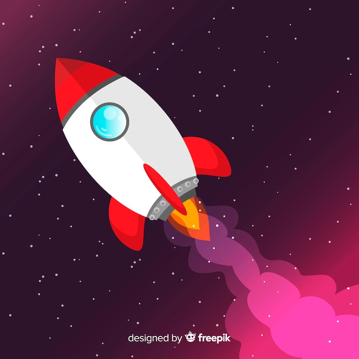 Vector gratuito fondo flat de cohete