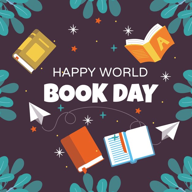 Fondo flat para el día internacional del libro