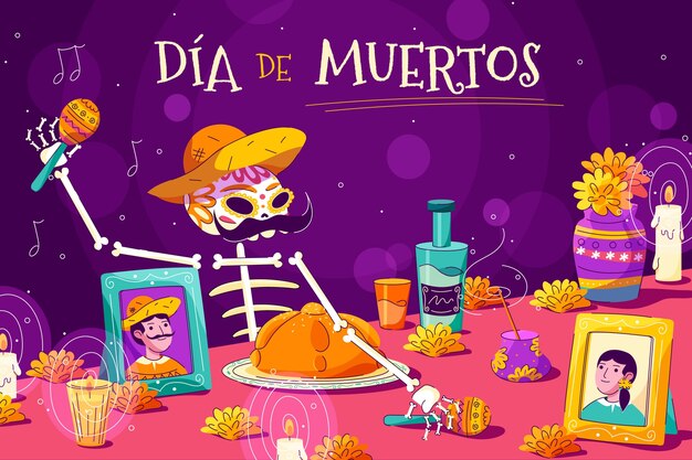 Fondo flat del día de muertos