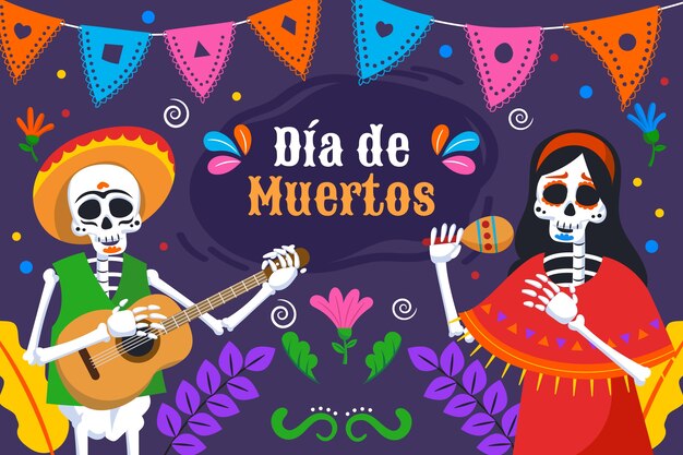 Fondo flat del día de muertos