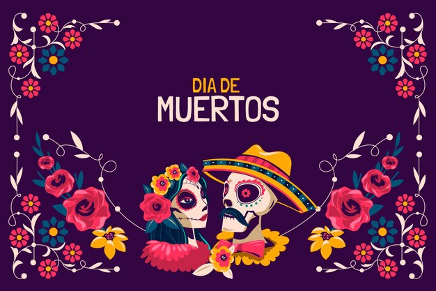 Vector gratuito fondo flat del día de muertos