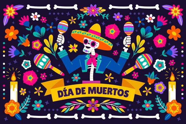 Fondo flat del día de muertos