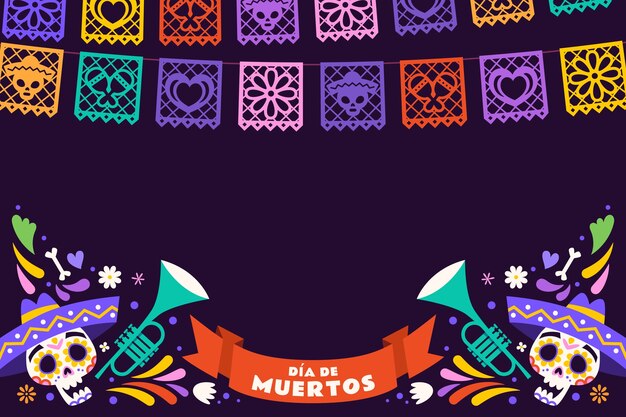 Fondo flat del día de muertos