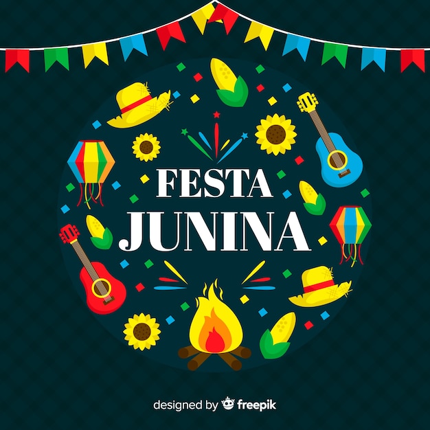 Vector gratuito fondo flat de festa junina