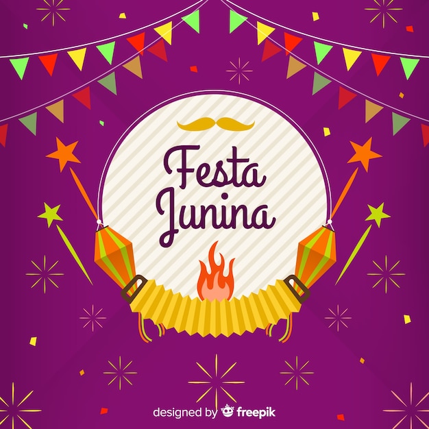 Vector gratuito fondo flat de festa junina