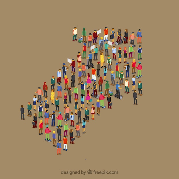 Fondo de flecha hacia arriba hecha de personas 