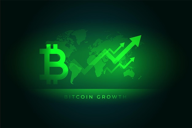 Fondo de flecha de crecimiento de bitcoin verde