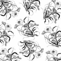 Vector gratuito fondo floral acuarela blanco y negro