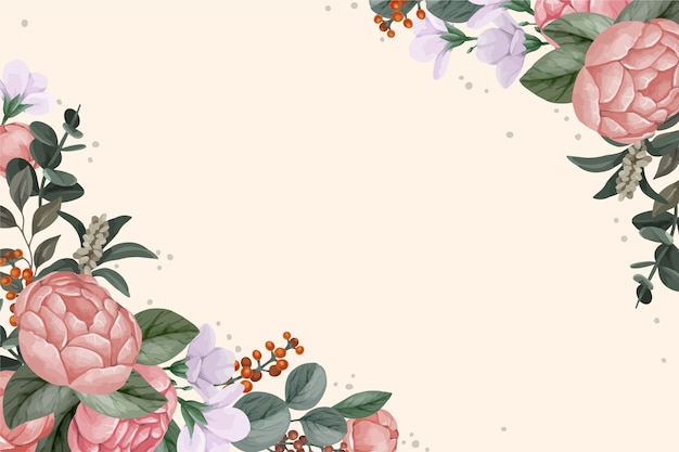 Vector gratuito fondo floral acuarela con espacio vacío