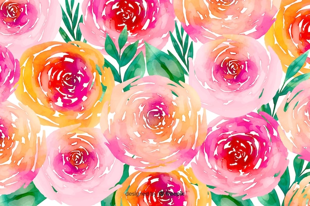 Vector gratuito fondo floral acuarela de flores y follaje