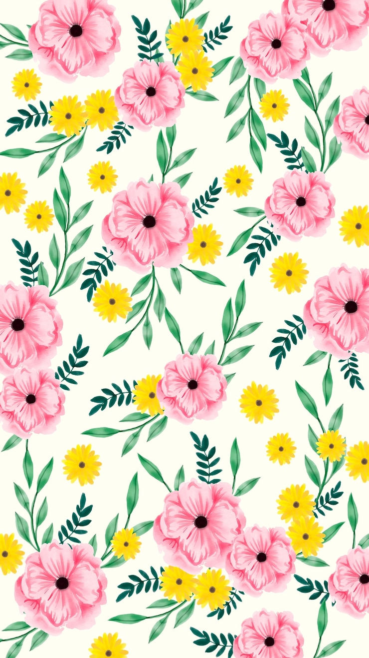 Vector gratuito fondo floral de acuarela de pantalla de móvil 