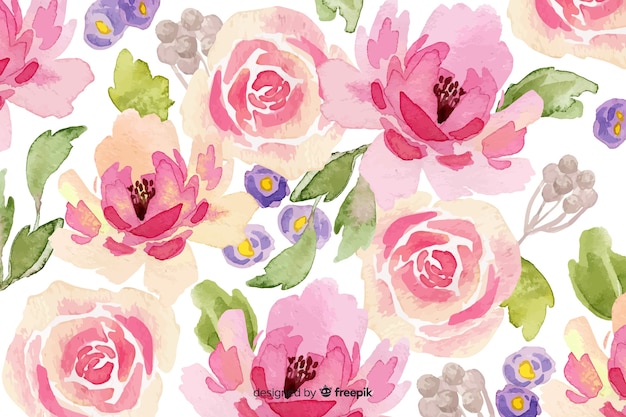 Vector gratuito fondo floral acuarela rosa