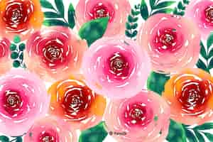 Vector gratuito fondo floral acuarela con rosas