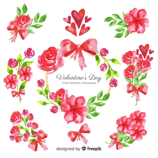 Vector gratuito fondo floral acuarela san valentín