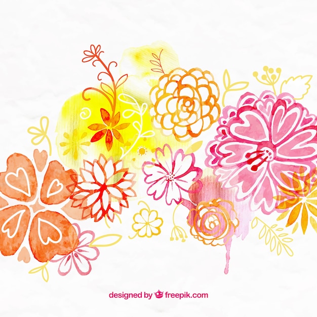 Vector gratuito fondo floral de acuarela