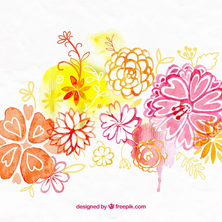 Vector gratuito fondo floral acuarela