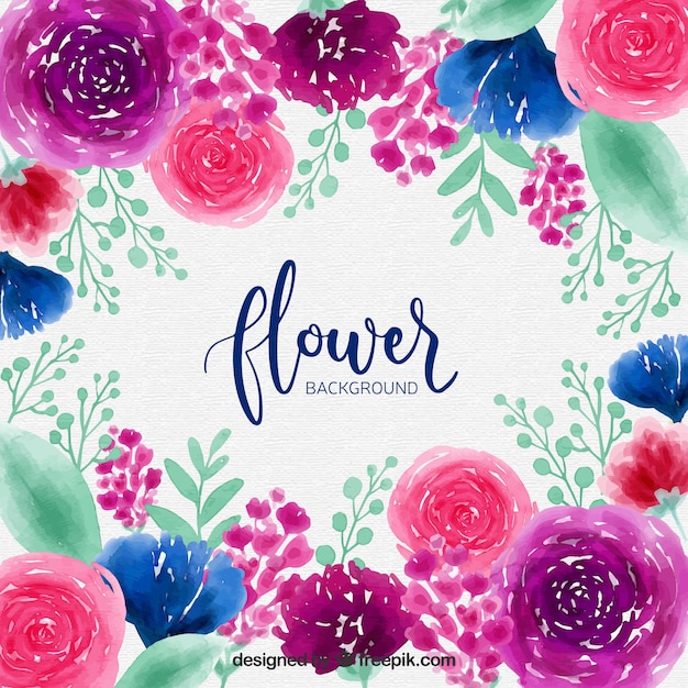 Vector gratuito fondo floral adorable en acuarela